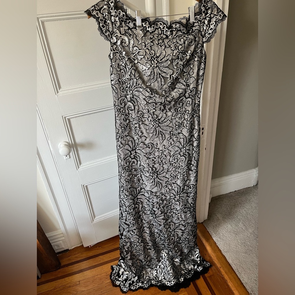 Tadashi Shoji Odette Off-Shoulder Sequin Gown